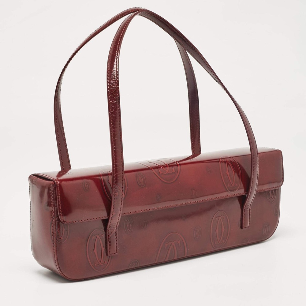 Cartier Happy Birthday Cabochon shoulder bag in burgundy patent leather